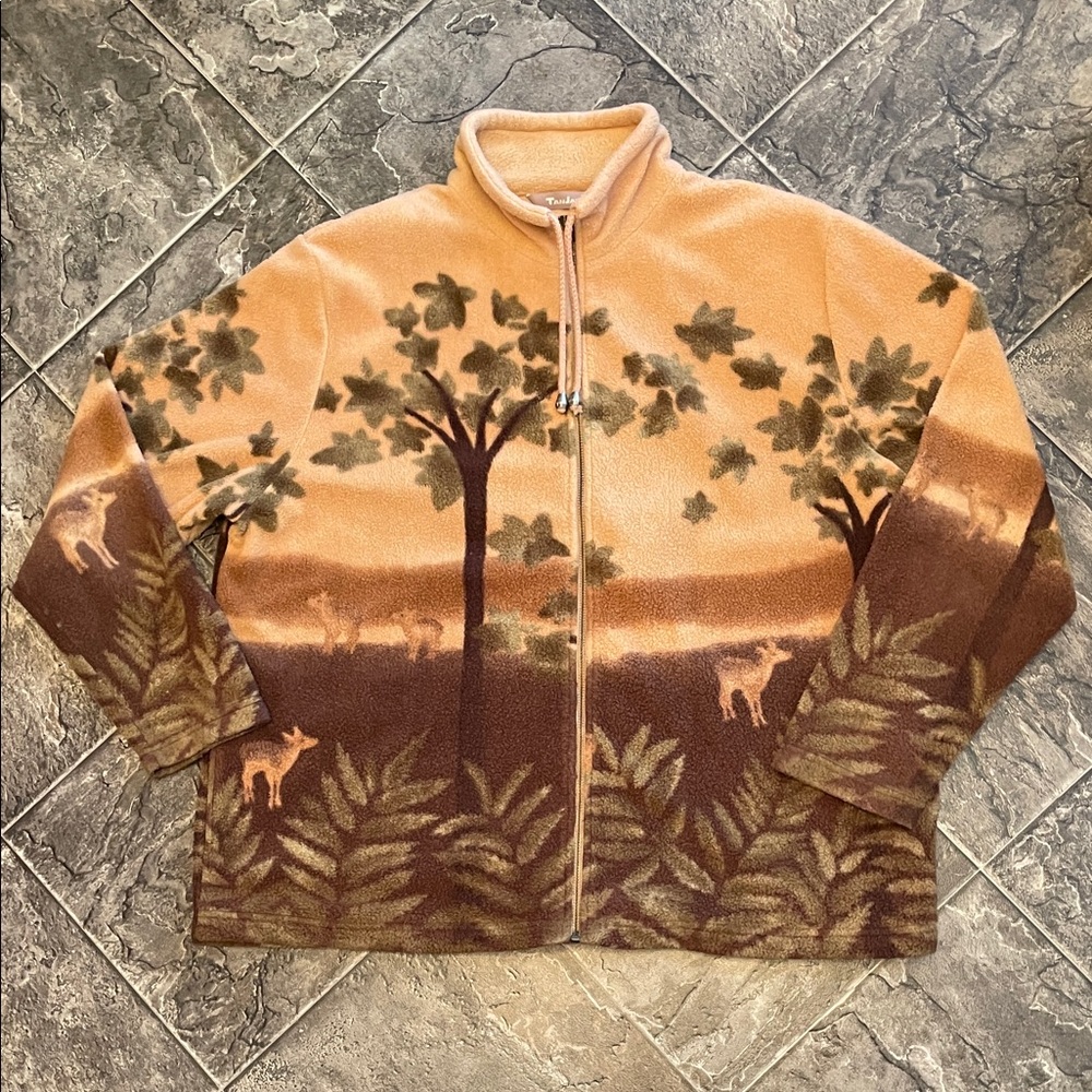 Nature-Inspired Fleece Womens Zip Jacket TANJAY Cottagecore Coastal Country Cozy